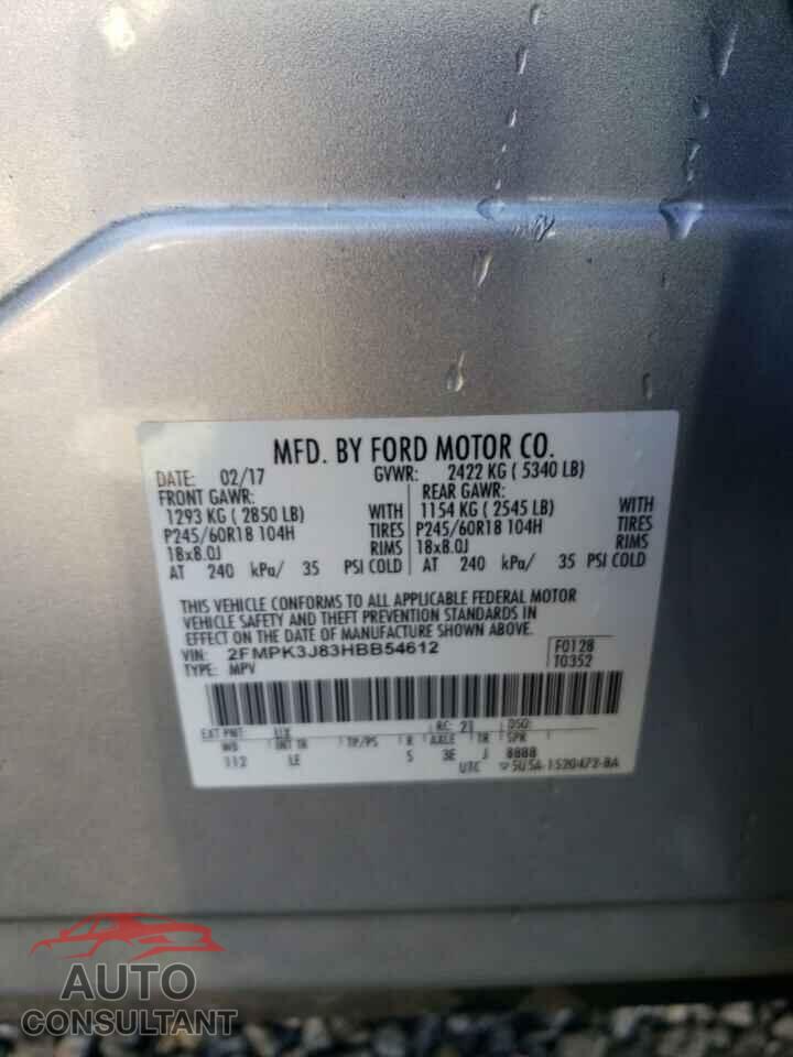FORD EDGE 2017 - 2FMPK3J83HBB54612