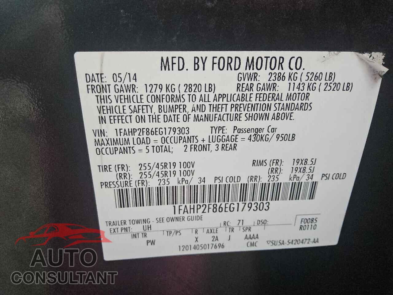 FORD TAURUS 2014 - 1FAHP2F86EG179303