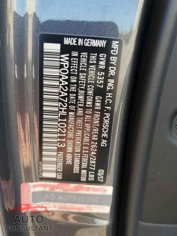 PORSCHE PANAMERA 2017 - WP0AA2A72HL102113