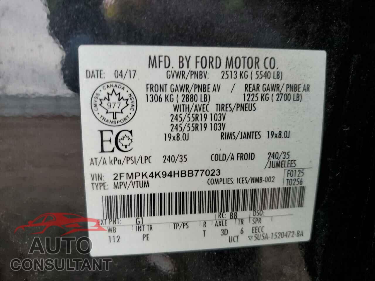 FORD EDGE 2017 - 2FMPK4K94HBB77023