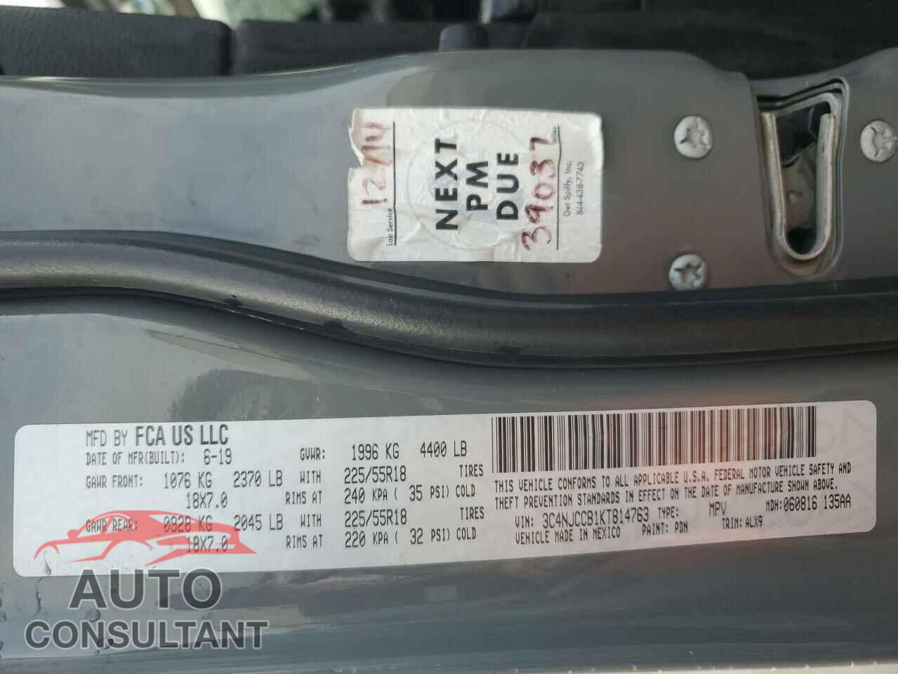 JEEP COMPASS 2019 - 3C4NJCCB1KT814763
