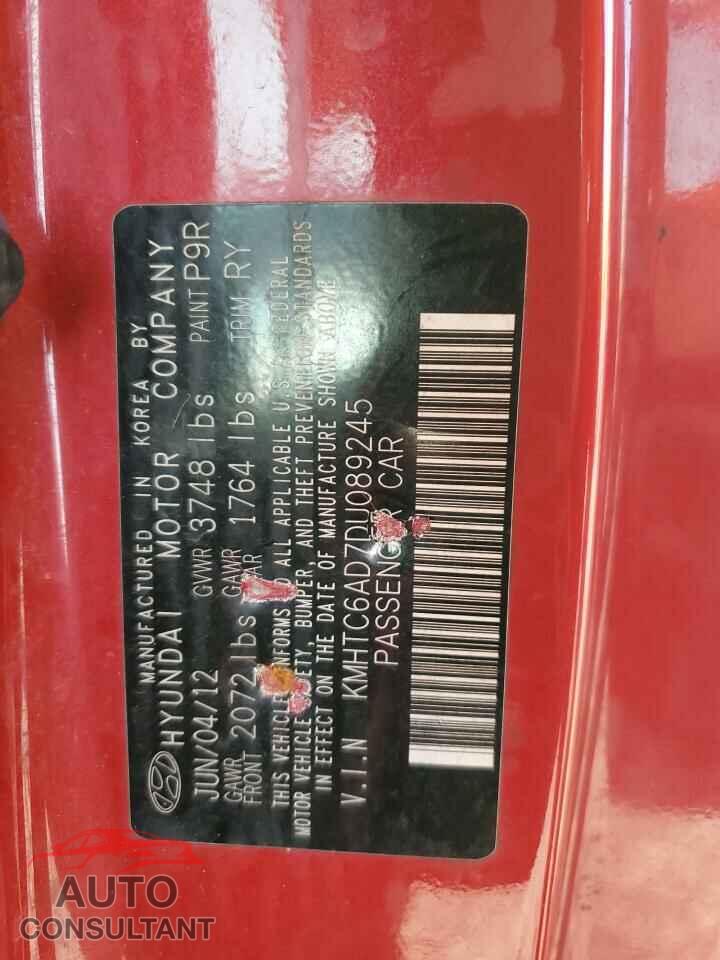 HYUNDAI VELOSTER 2013 - KMHTC6AD7DU089245