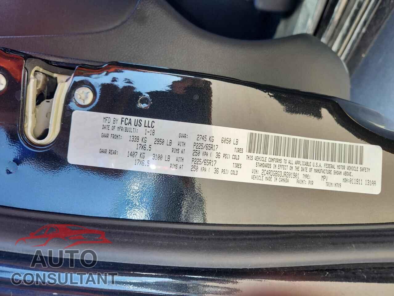 DODGE CARAVAN 2018 - 2C4RDGBG3JR201901