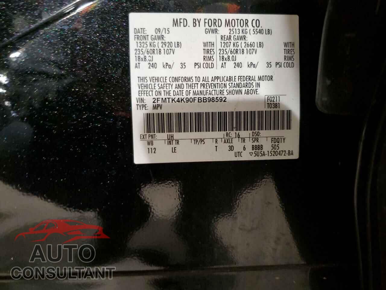 FORD EDGE 2015 - 2FMTK4K90FBB98592