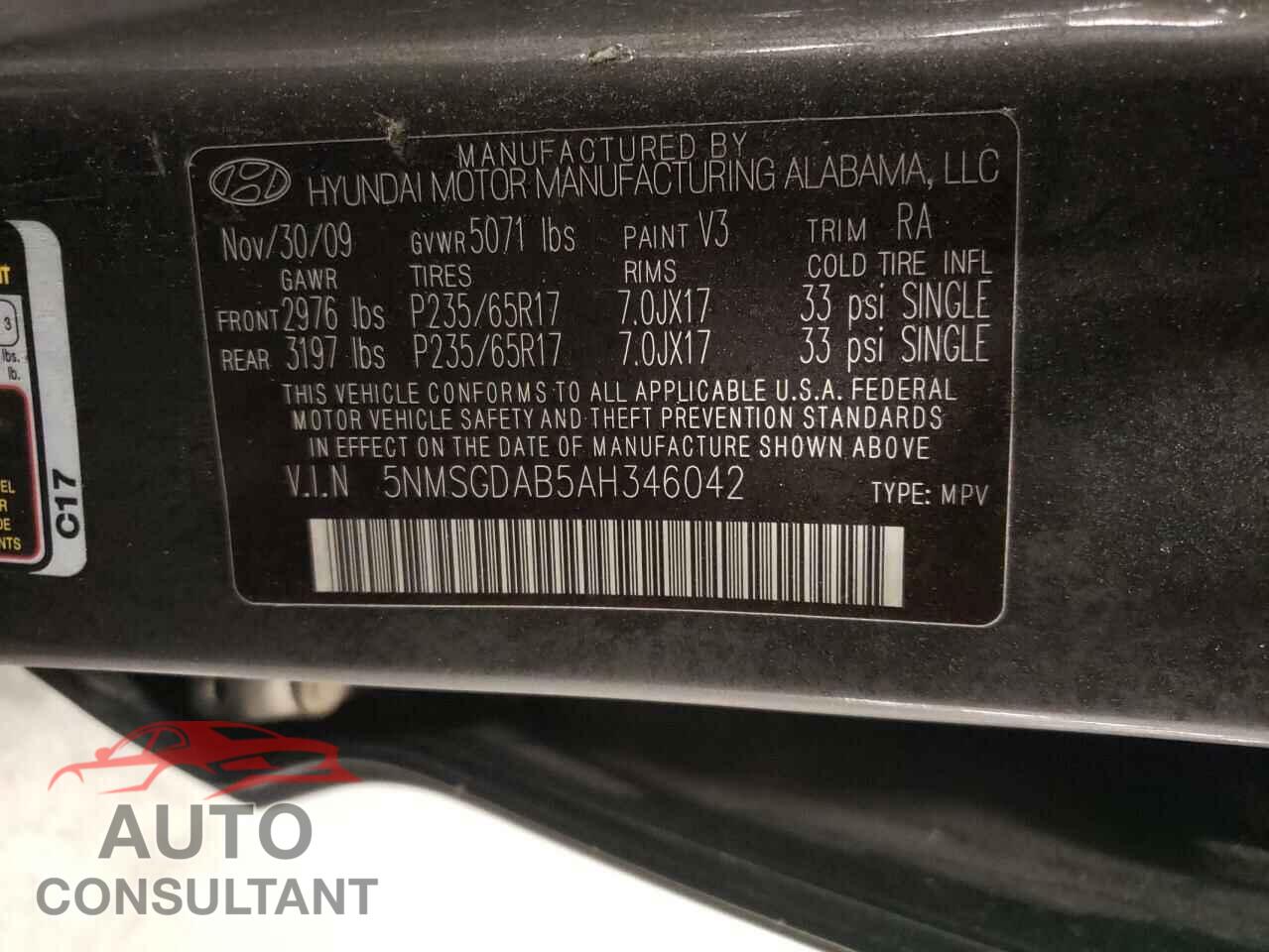 HYUNDAI SANTA FE 2010 - 5NMSGDAB5AH346042
