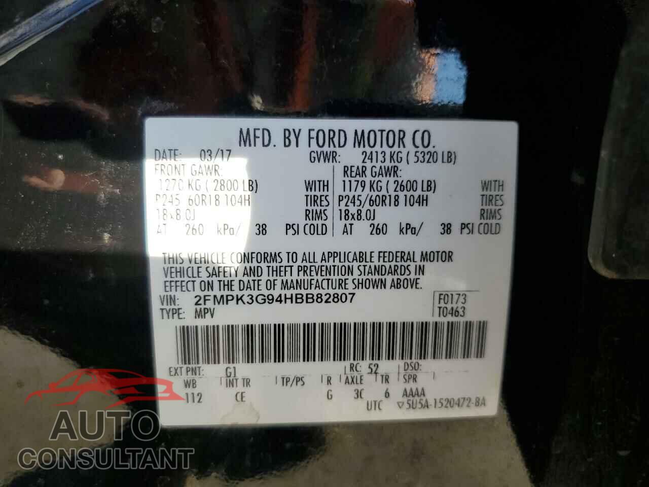 FORD EDGE 2017 - 2FMPK3G94HBB82807