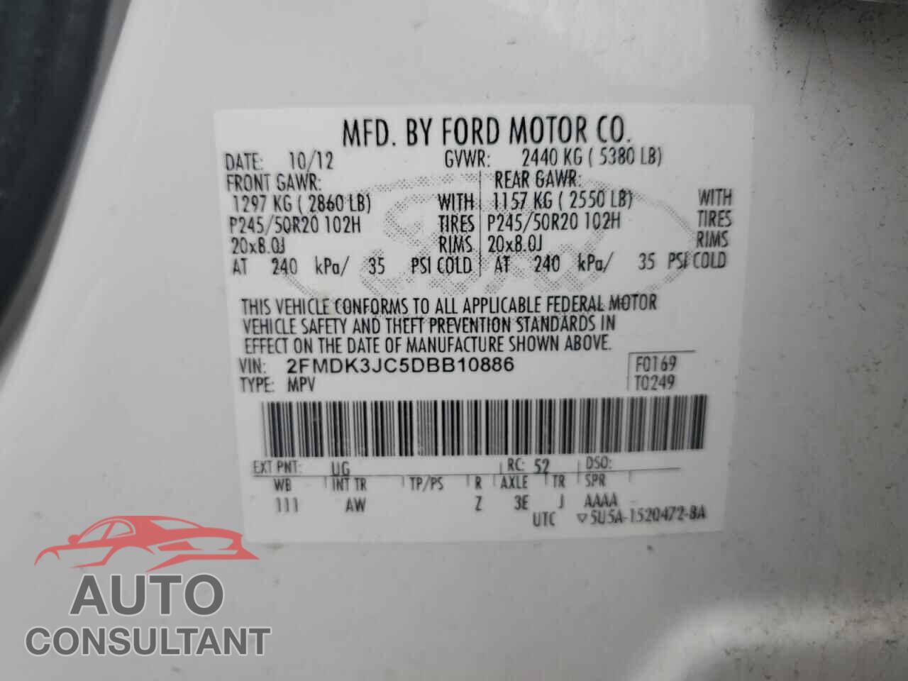 FORD EDGE 2013 - 2FMDK3JC5DBB10886