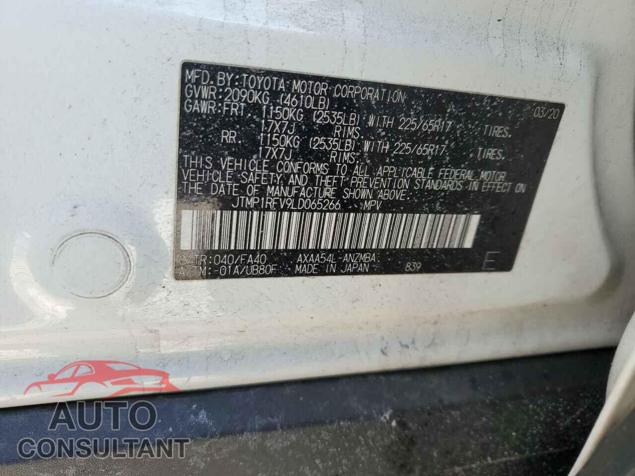 TOYOTA RAV4 2020 - JTMP1RFV9LD065266