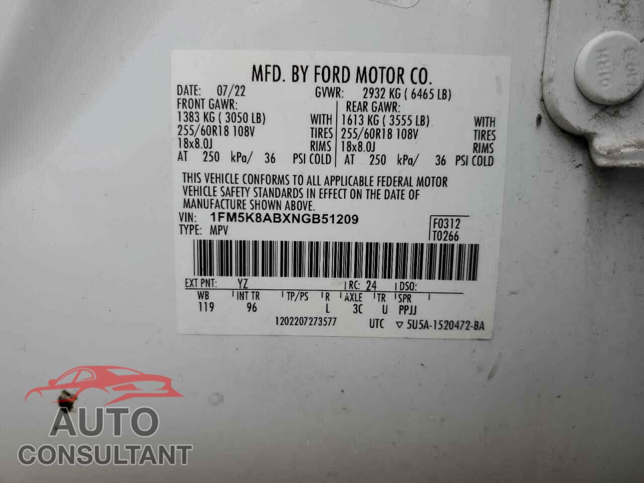 FORD EXPLORER 2022 - 1FM5K8ABXNGB51209