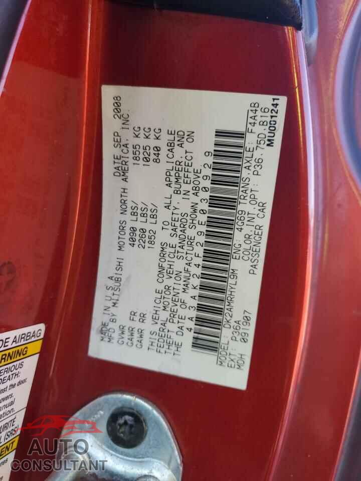 MITSUBISHI ECLIPSE 2009 - 4A3AK24F29E030929
