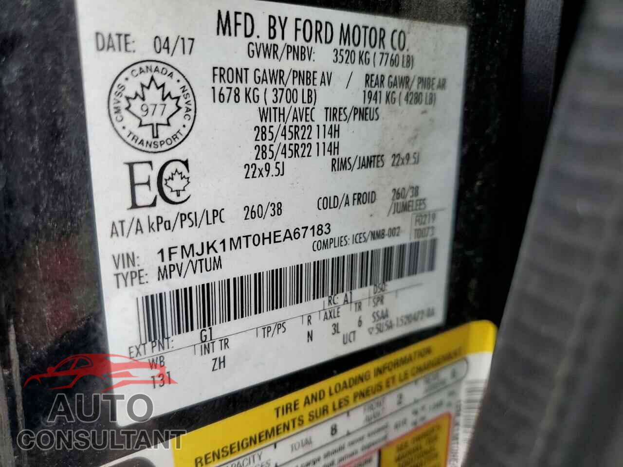 FORD EXPEDITION 2017 - 1FMJK1MT0HEA67183