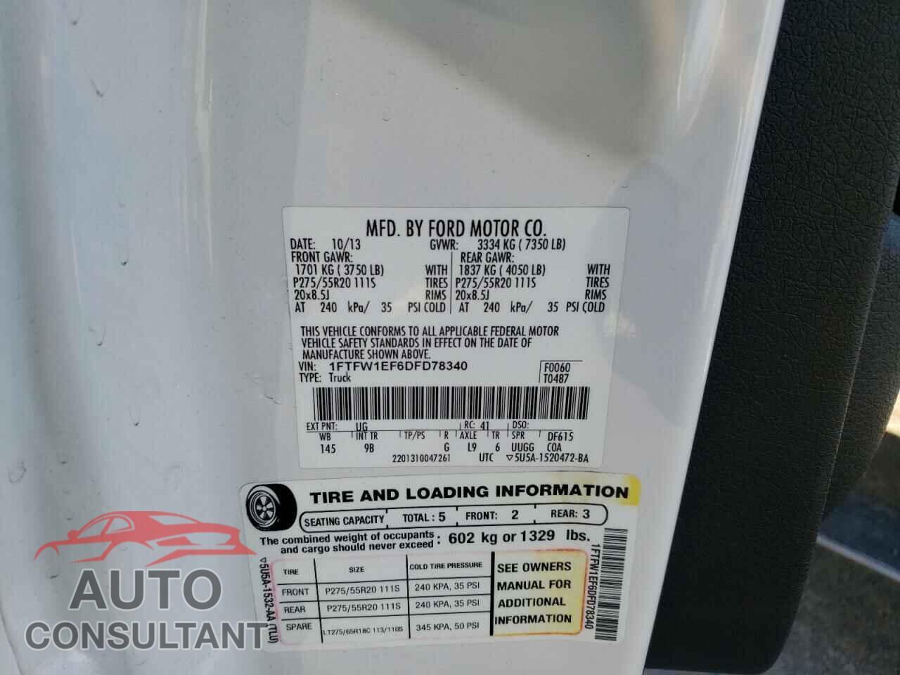 FORD F-150 2013 - 1FTFW1EF6DFD78340