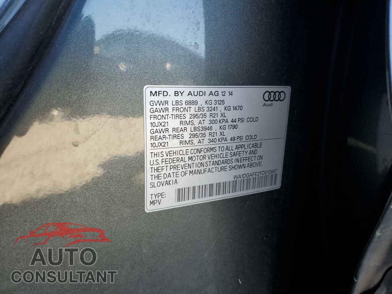 AUDI Q7 2015 - WA1DGAFE2FD012667