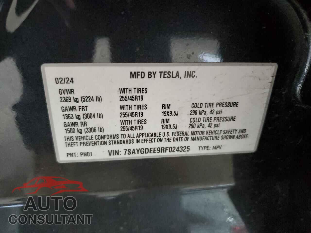 TESLA MODEL Y 2024 - 7SAYGDEE9RF024325
