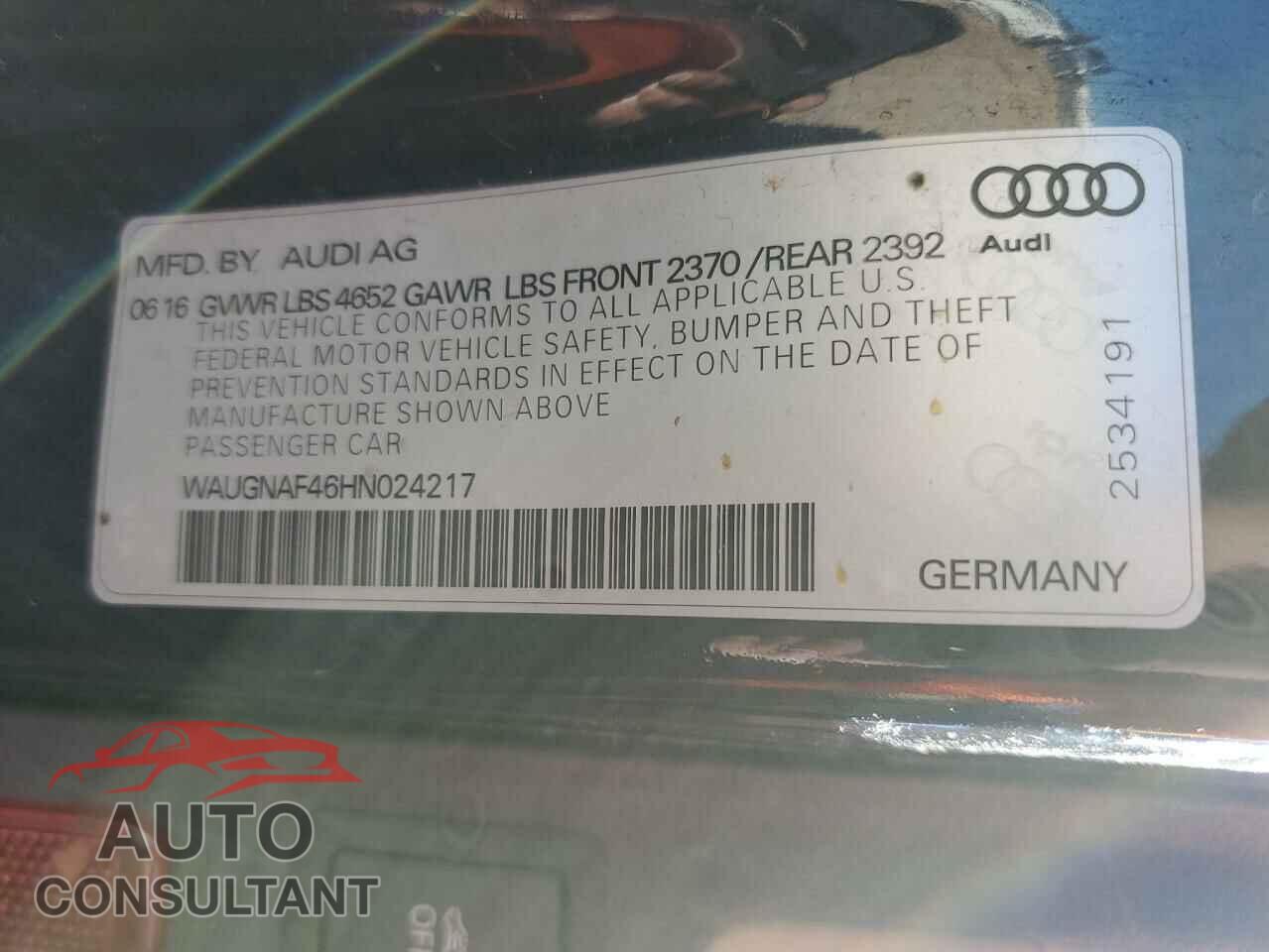 AUDI A4 2017 - WAUGNAF46HN024217