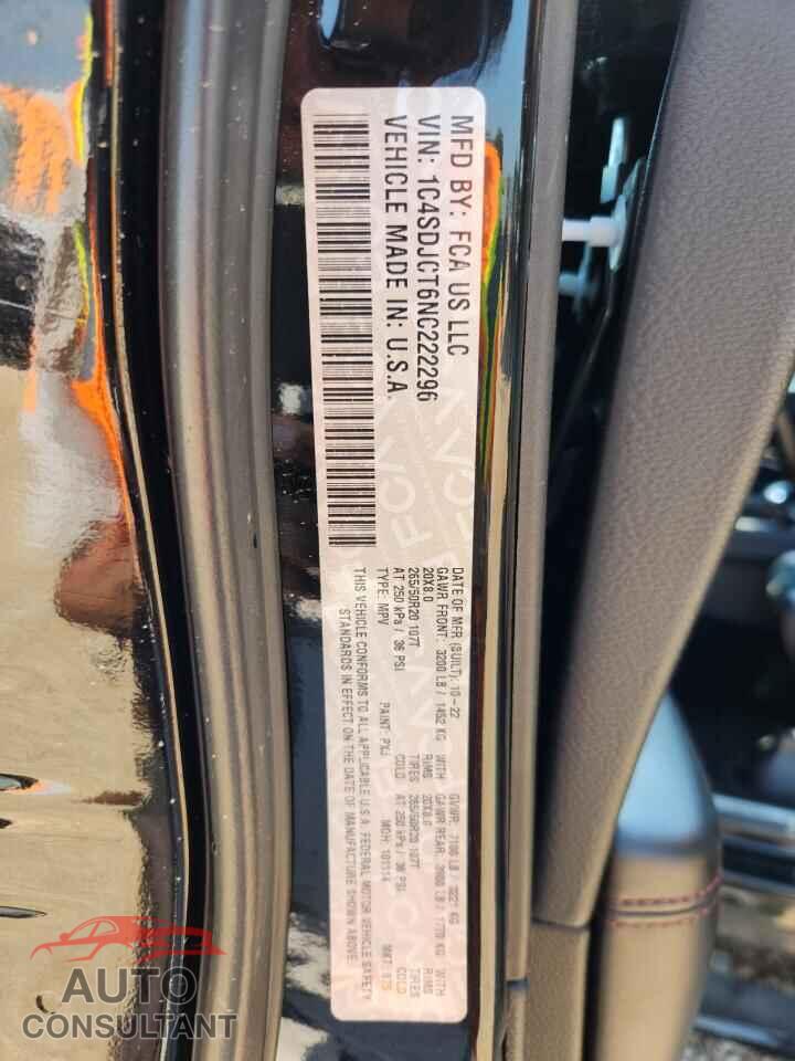 DODGE DURANGO 2022 - 1C4SDJCT6NC222296