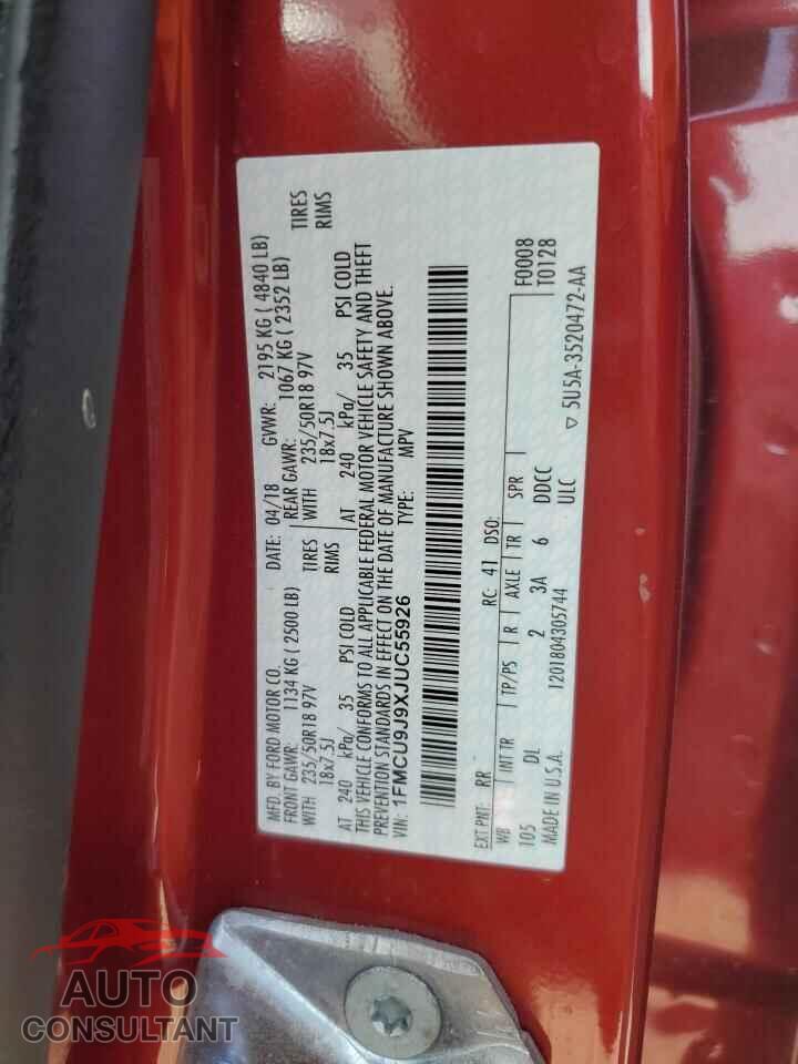 FORD ESCAPE 2018 - 1FMCU9J9XJUC55926