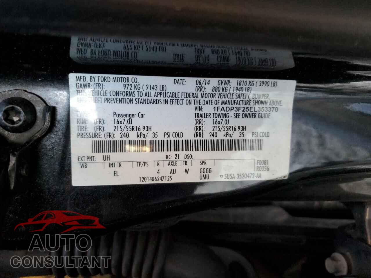 FORD FOCUS 2014 - 1FADP3F25EL353370