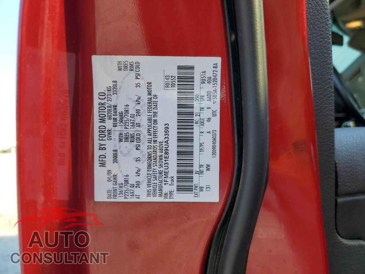 FORD EXPLORER 2009 - 1FMEU31E89UA33593