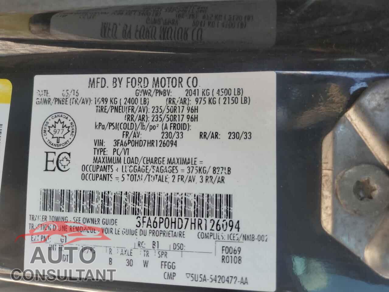 FORD FUSION 2017 - 3FA6P0HD7HR126094
