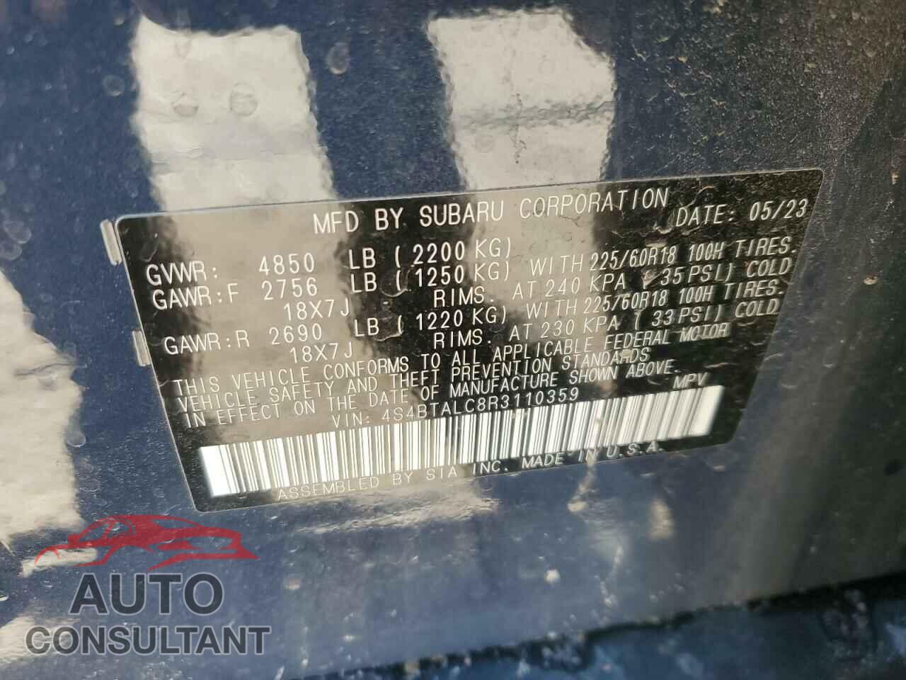 SUBARU OUTBACK 2024 - 4S4BTALC8R3110359