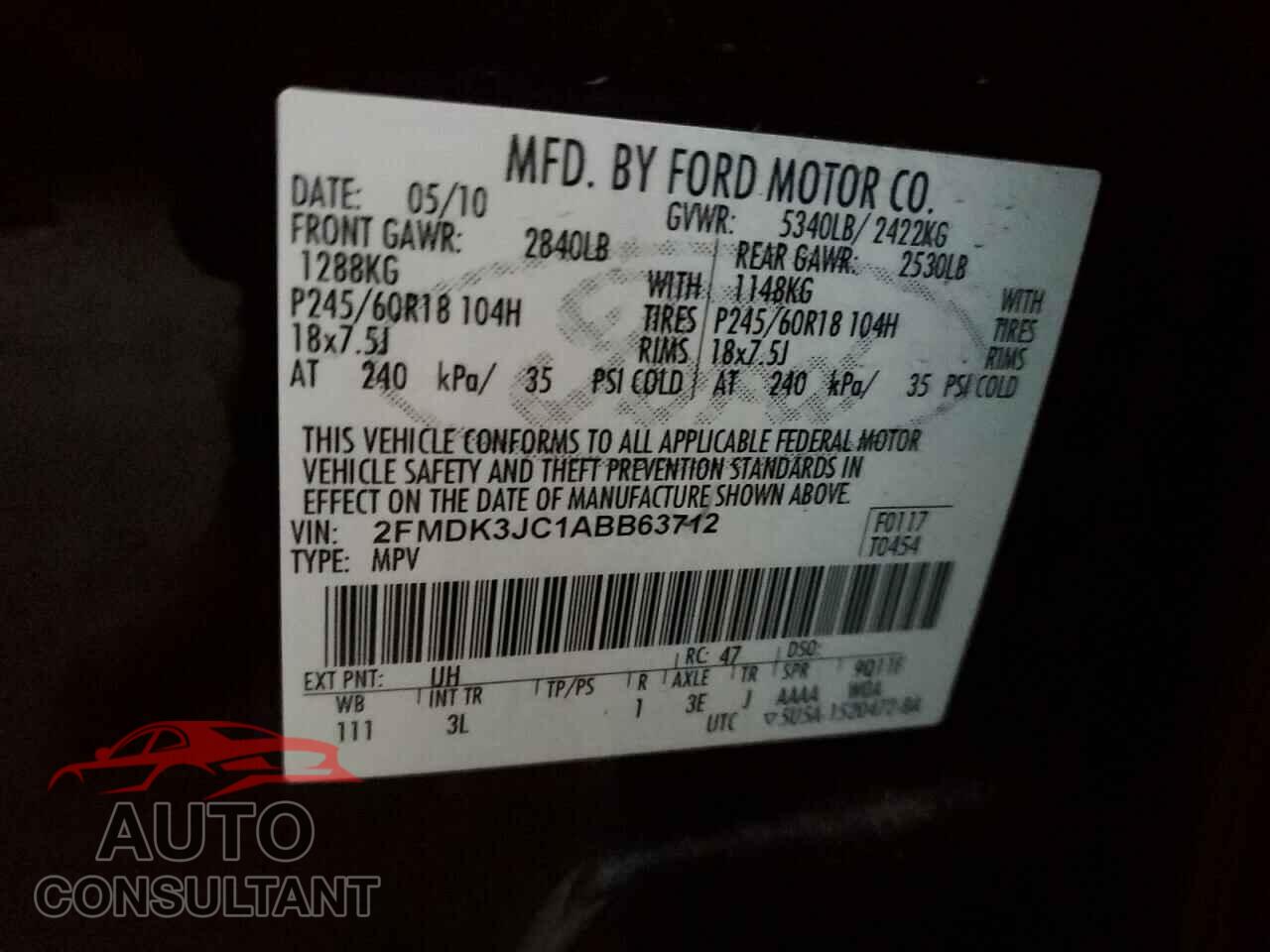 FORD EDGE 2010 - 2FMDK3JC1ABB63712