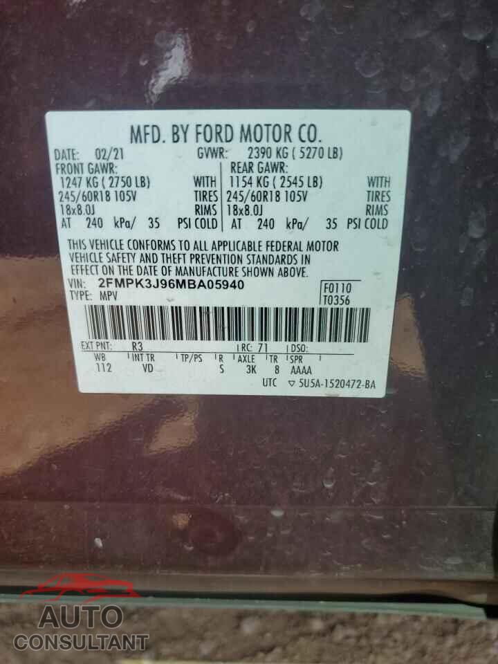 FORD EDGE 2021 - 2FMPK3J96MBA05940