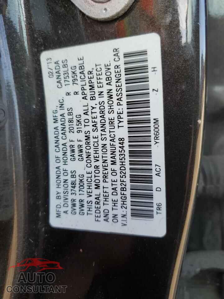 HONDA CIVIC 2013 - 2HGFB2F52DH535448
