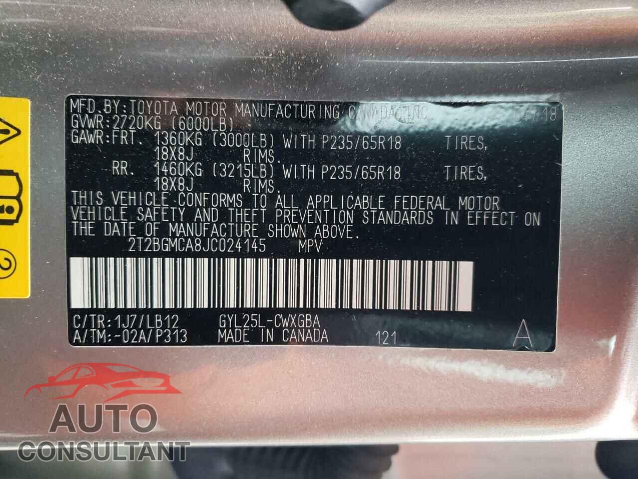 LEXUS RX450 2018 - 2T2BGMCA8JC024145