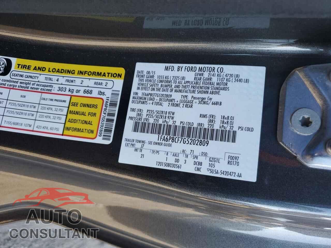 FORD MUSTANG 2016 - 1FA6P8CF7G5202809