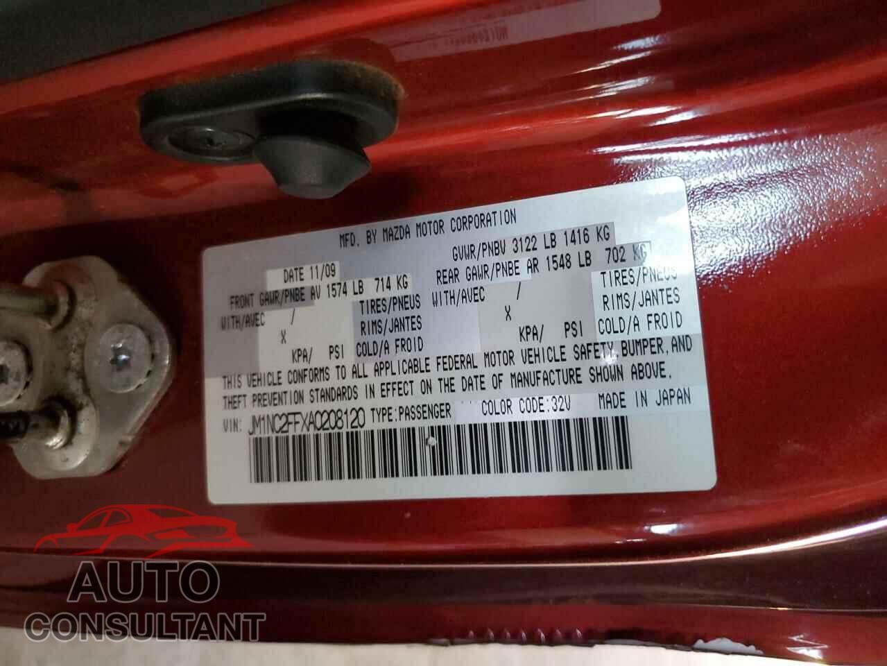 MAZDA MX5 2010 - JM1NC2FFXA0208120