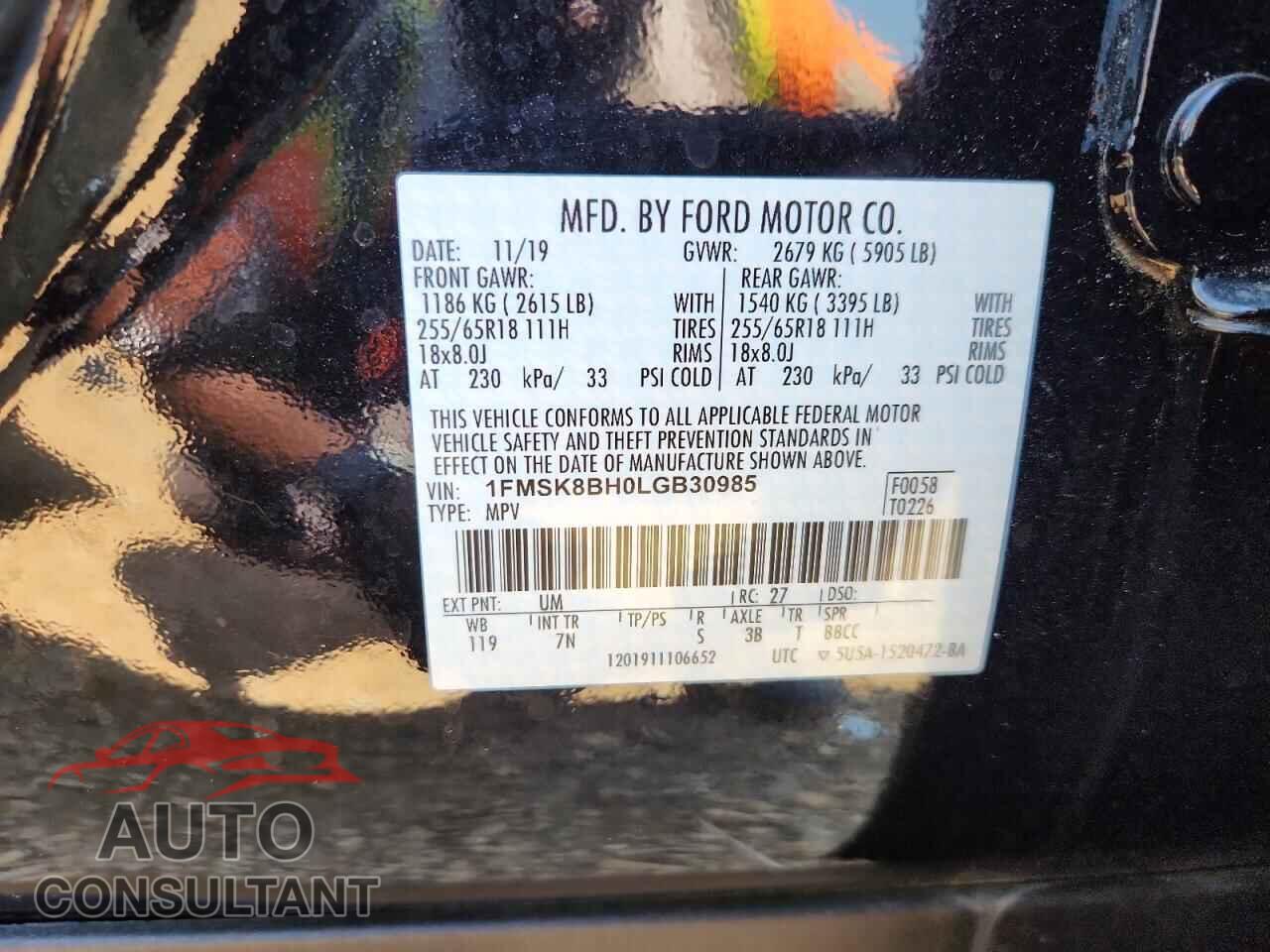 FORD EXPLORER 2020 - 1FMSK8BH0LGB30985
