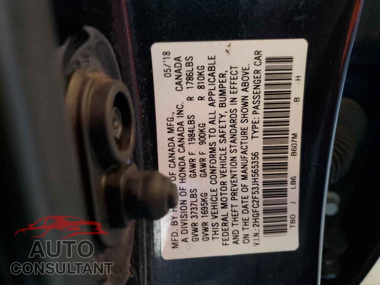 HONDA CIVIC 2018 - 2HGFC2F53JH565356