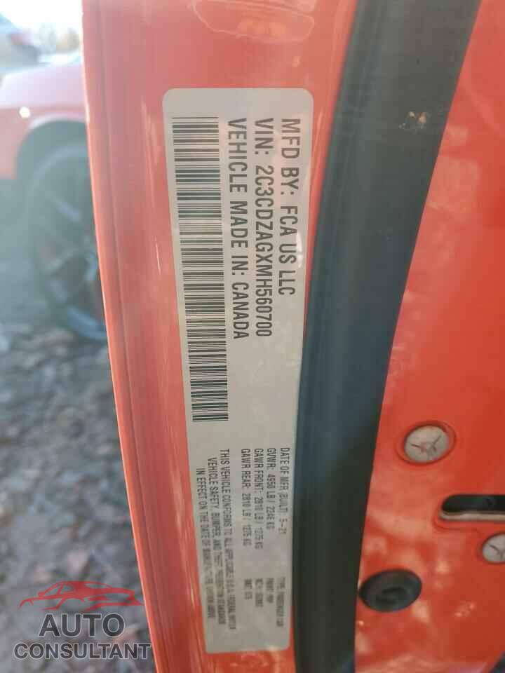 DODGE CHALLENGER 2021 - 2C3CDZAGXMH560700