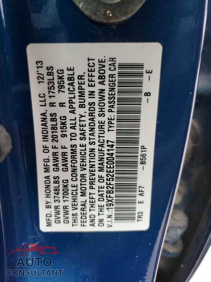 HONDA CIVIC 2014 - 19XFB2F52EE004147