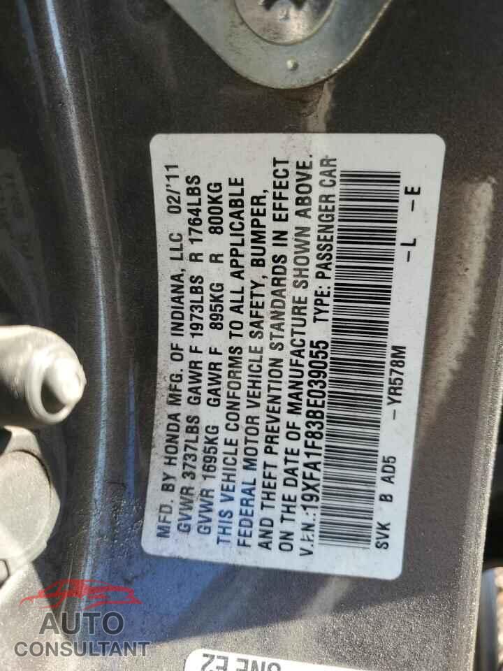 HONDA CIVIC 2011 - 19XFA1F83BE039055