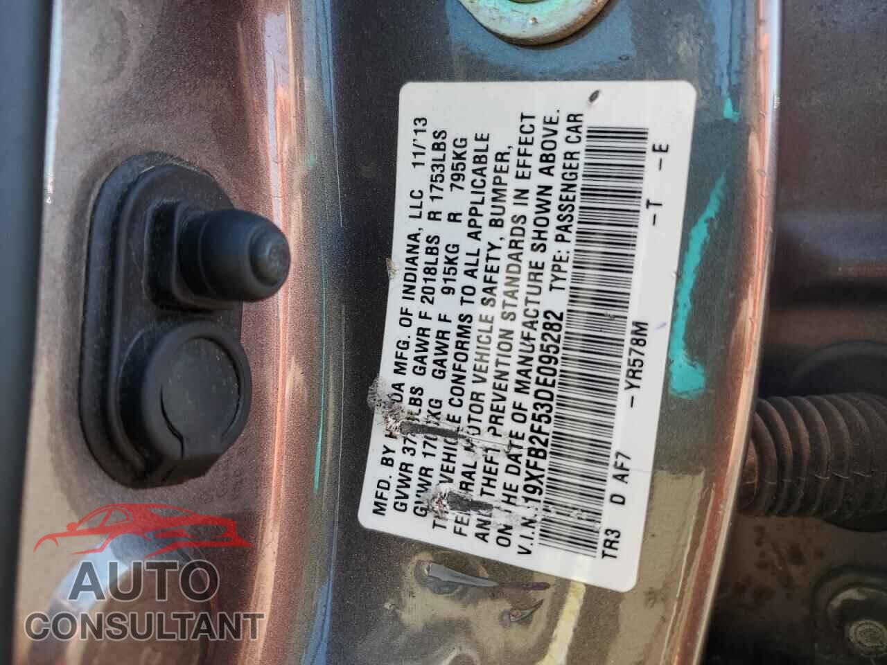 HONDA CIVIC 2013 - 19XFB2F53DE095282