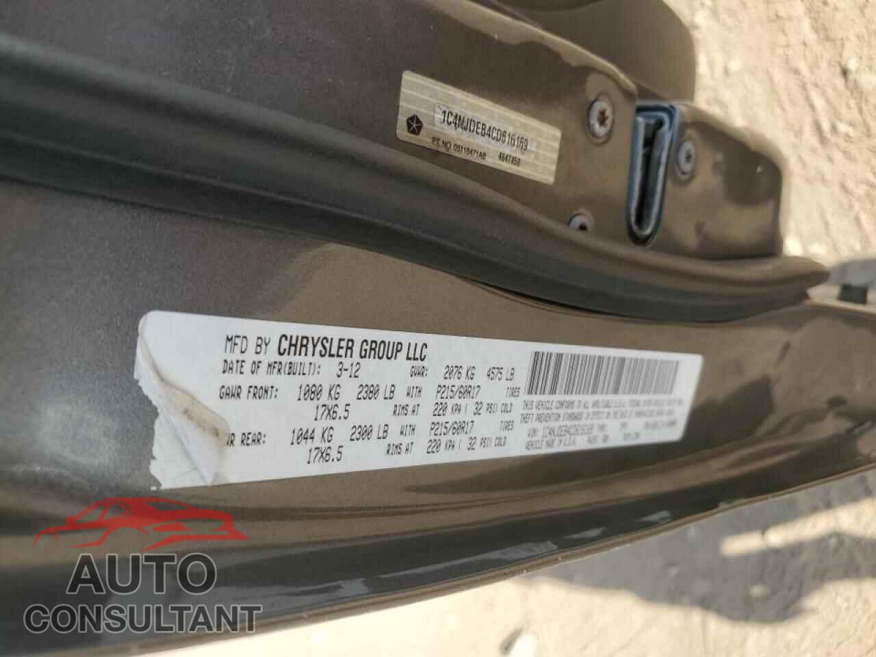 JEEP COMPASS 2012 - 1C4NJDEB4CD616169