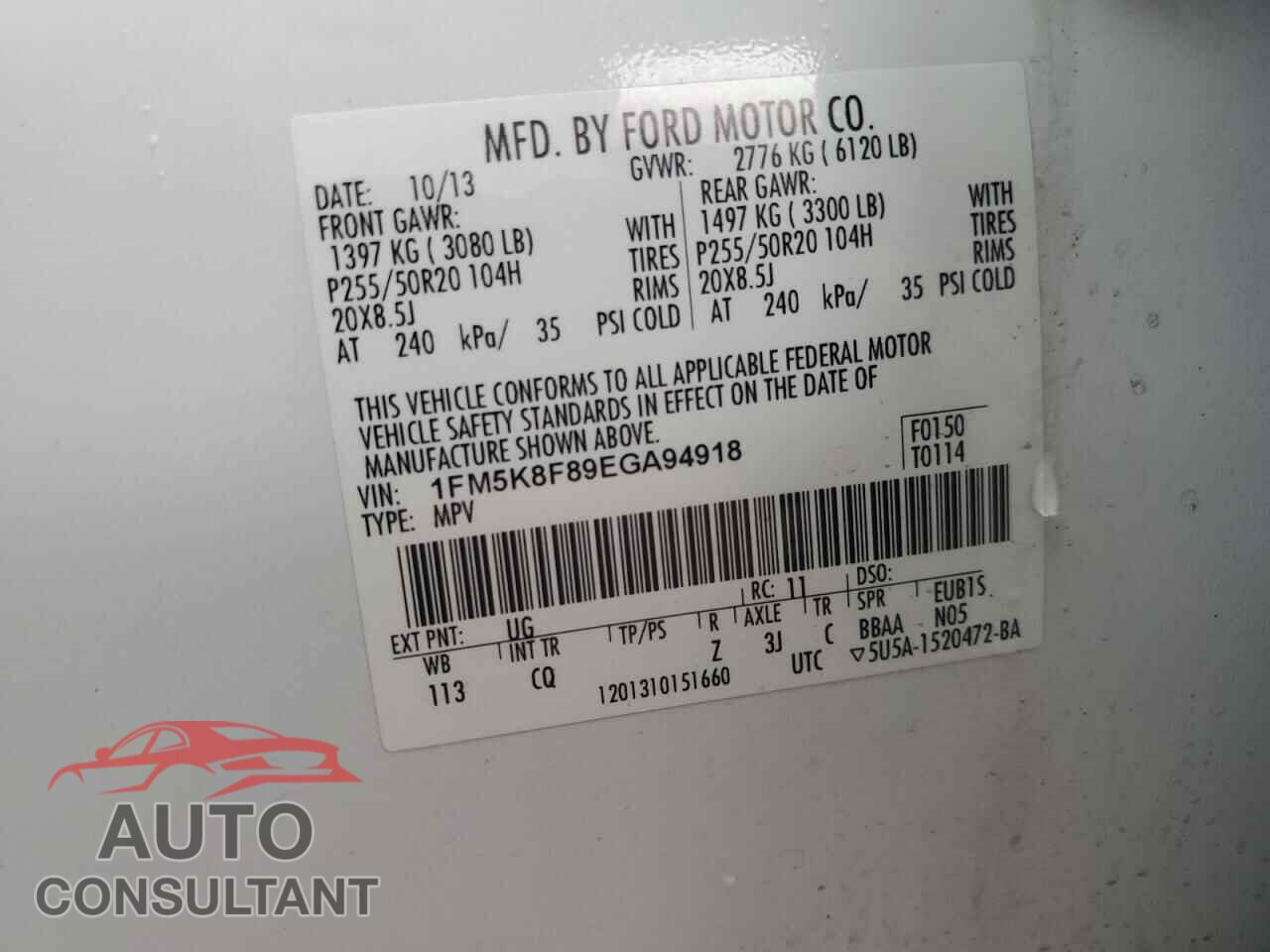 FORD EXPLORER 2014 - 1FM5K8F89EGA94918