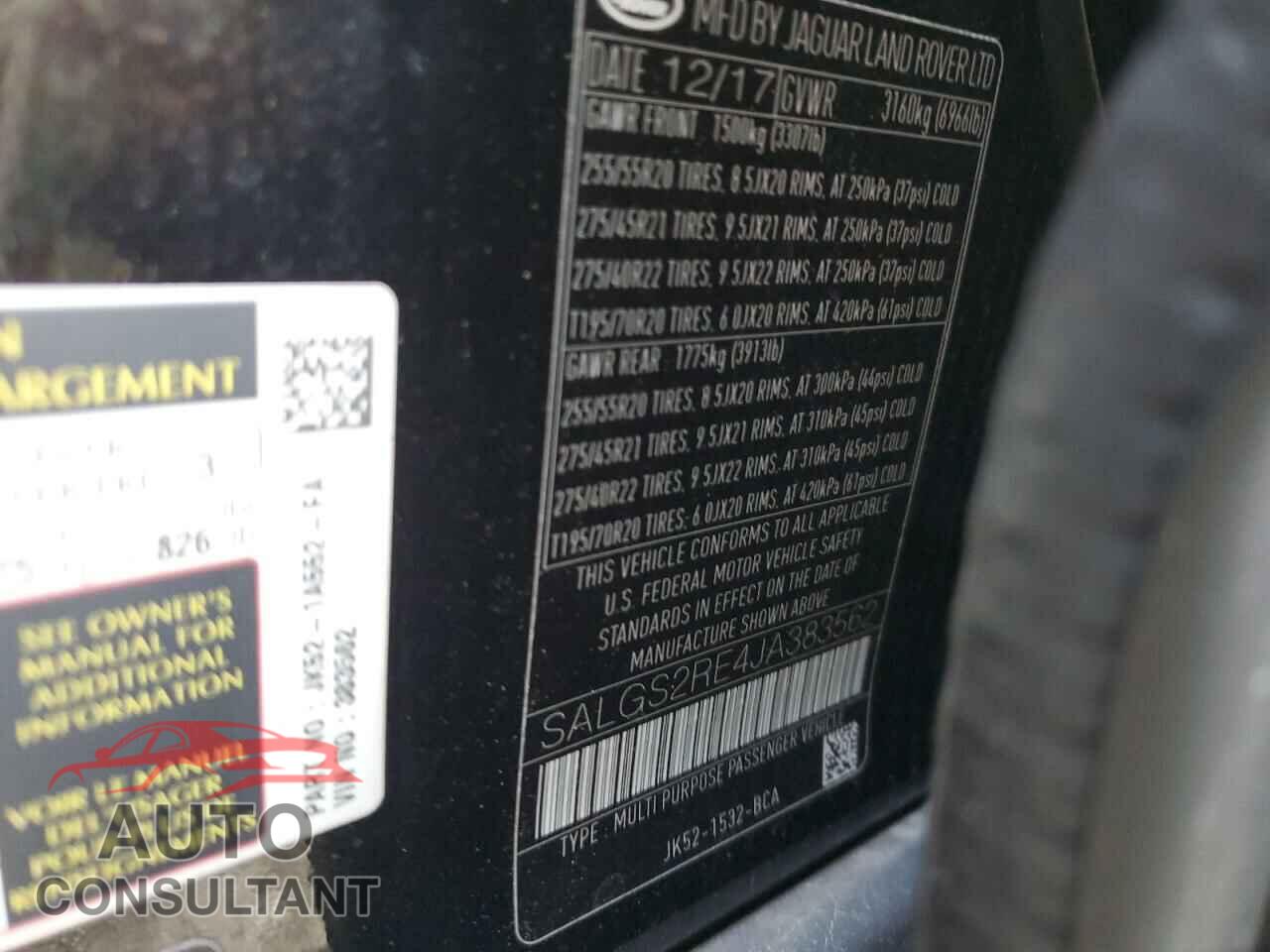 LAND ROVER RANGEROVER 2018 - SALGS2RE4JA383562