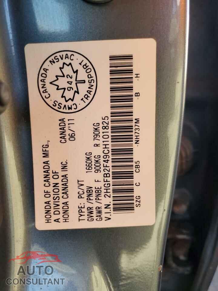 HONDA CIVIC 2012 - 2HGFB2F49CH101825
