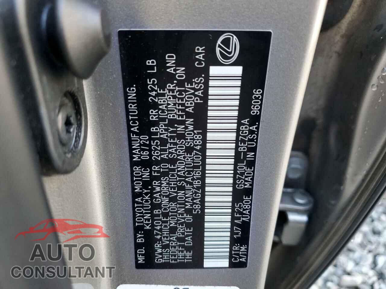 LEXUS ES350 2020 - 58AGZ1B16LU074881
