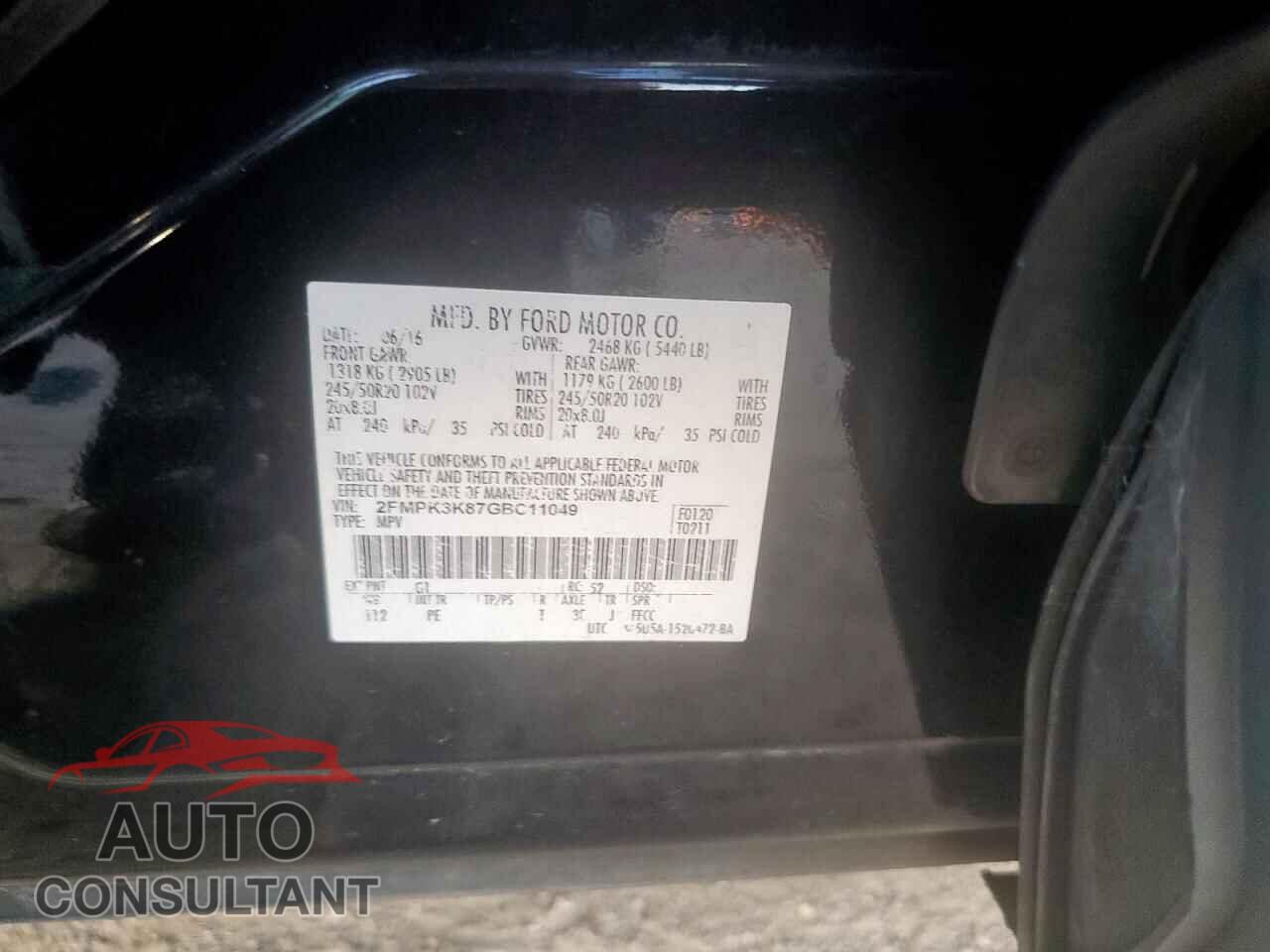 FORD EDGE 2016 - 2FMPK3K87GBC11049