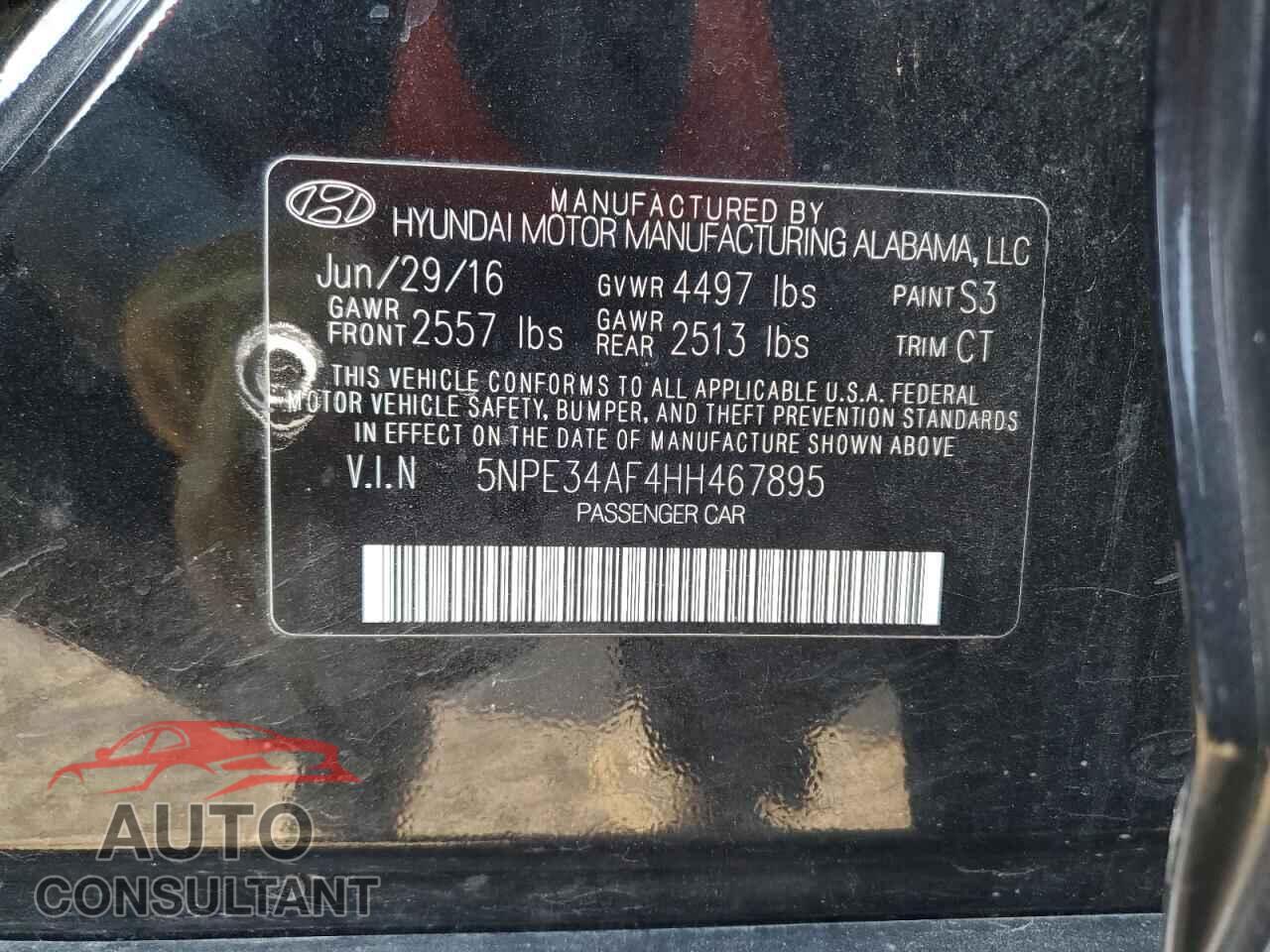 HYUNDAI SONATA 2017 - 5NPE34AF4HH467895