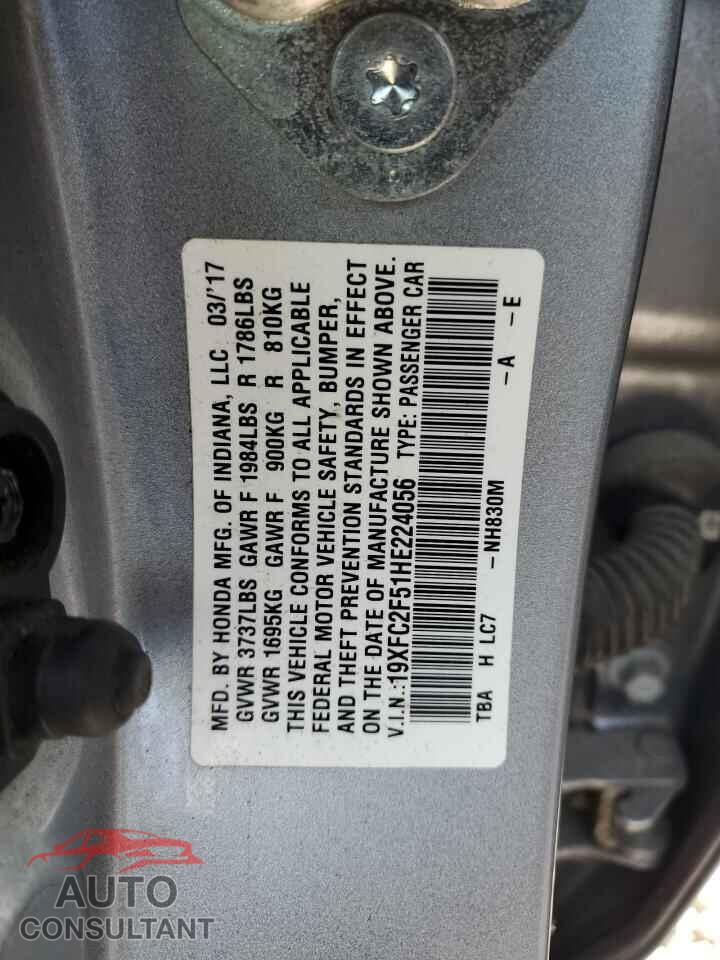 HONDA CIVIC 2017 - 19XFC2F51HE224056