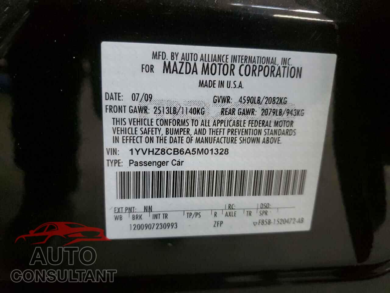 MAZDA 6 2010 - 1YVHZ8CB6A5M01328