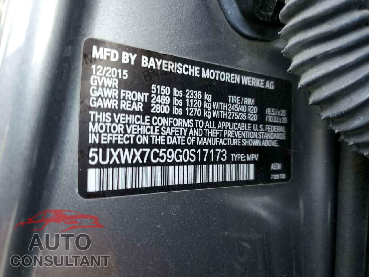 BMW X3 2016 - 5UXWX7C59G0S17173
