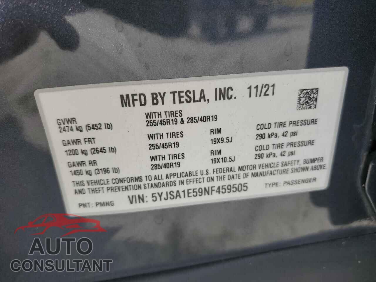 TESLA MODEL S 2022 - 5YJSA1E59NF459505