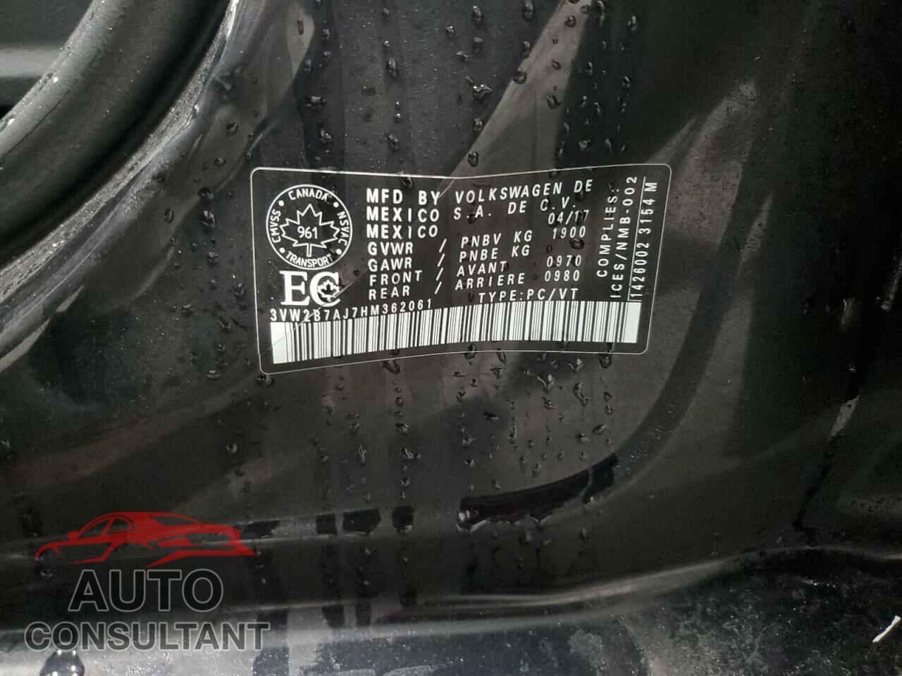 VOLKSWAGEN JETTA 2017 - 3VW2B7AJ7HM362061
