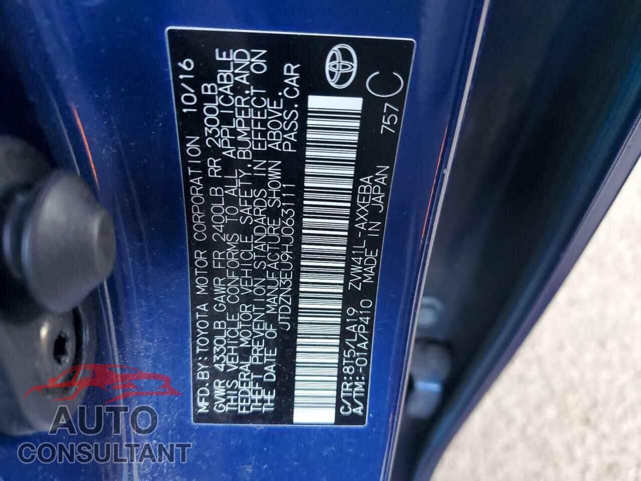 TOYOTA PRIUS 2017 - JTDZN3EU9HJ063111